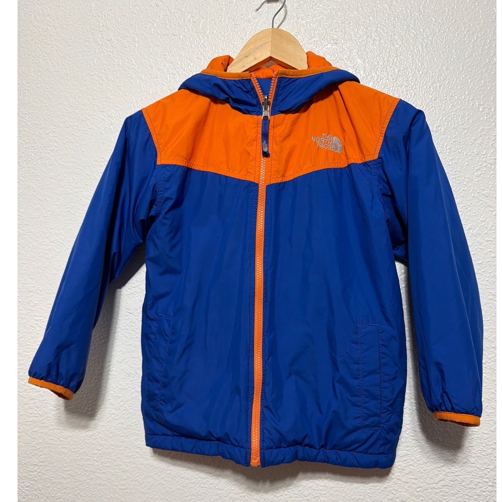 The North Face Boys Reversible Puffer Jacket Blue Orange Size S 7/8 NJ 307046